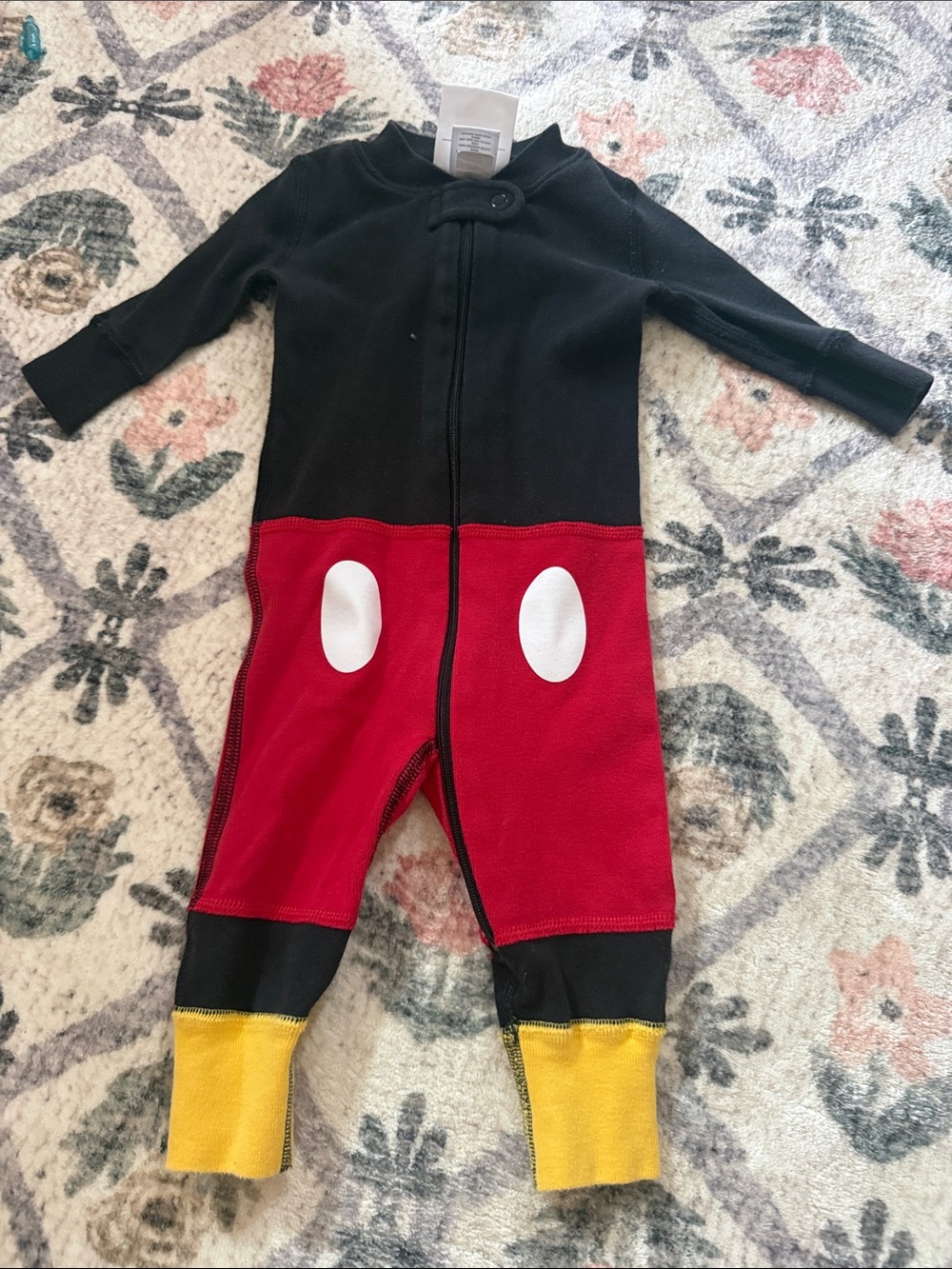 Hanna Andersson Black & Red Footed Pajama Romper with Yellow Cuffs